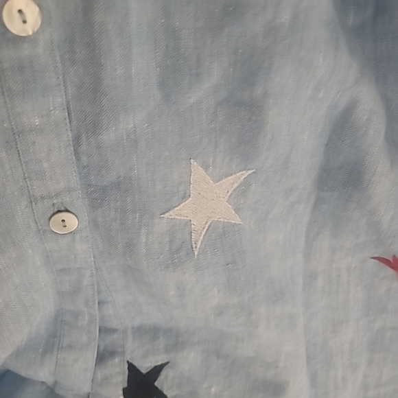 John Mark Star Embroidered Wire Collar Long Roll-Tab Sleeve Button-FrontvShirt - Picture 8 of 11